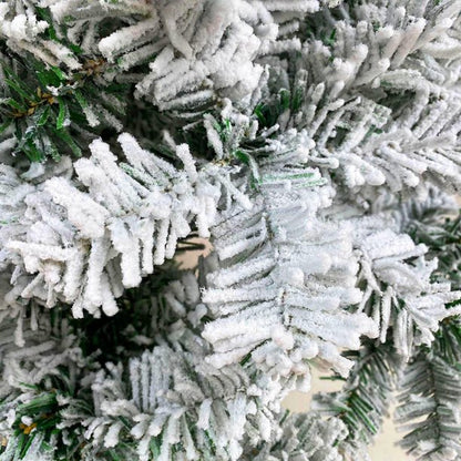 Ifanze 9ft Snow Flocked Christmas Tree with 2028 Tips, Artificial Snowy Xmas Pine Tree with Reinforced Metal Base for Home Office Party Holiday Decorations ,White(NO Light)