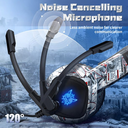 ONIKUMA K19 Gaming Headset, Stereo Bass Surround Headset LED RGB 3.5mm Headphone For PS4 Xbox One Nintendo Switch PC PS3 Mac, Noise Cancelling Mic LED Light, Designed Technically for Gamer