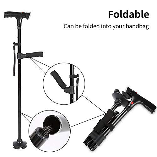 Foldable Walking Cane,Walking Stick with LED Light for Men Women
