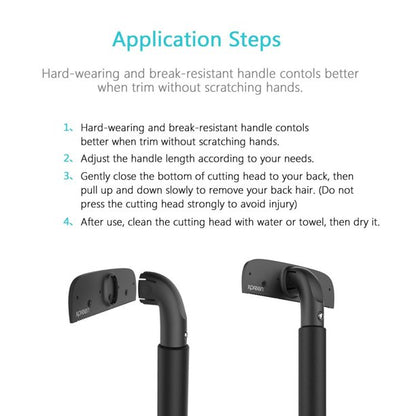Back Shaver, XPREEN Adjustable Telescopic Back Hair Removal Shaver, Portable Painless Back Hair Trimmer Professional Body Groomer for Wet or Dry Trimmer Kit