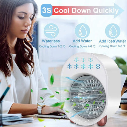 Melliful Portable Air Conditioner Fan with 220ml Water Tank, Personal Air Cooler Fan Mini Evaporative Desk Fan USB Small, 3 Wind Speeds, Temperature Display, Quiet for Home Office