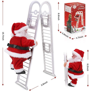 Vinmall Santa Climbing Double Ladder Singing Electric Toy Hanging Decoration Christmas Tree Holiday Gift for Kids