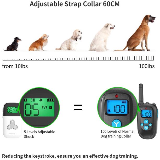 Vinsic Dog Training Collar,Waterproof Dog Shock Collar,1000 ft Remote Range Anti Barking Training Collar for Dog,USB Rechargeable Dog Bark Collar for Small Medium Large Dogs With LCD Display,White