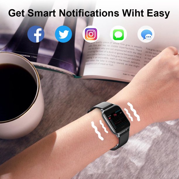 Doosl Smart Watch, IP68 Waterproof Fitness Tracker Watches for Men Women, Activity Tracker with Full Touch Color Screen Heart Rate Monitor Pedometer Sleep Monitor for Android and iOS Phones, Black