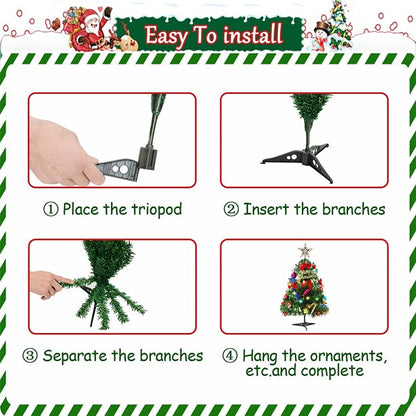 Mini Artificial Christmas Tree 20in Tabletop Small Christmas Tree LED String Lights Mini Christmas Tree Decorative Table Small Xmas Tree Perfect for Home Office