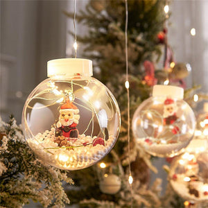 Laighter Globe Christmas Lights, LED Window String Lights with Santa inside Balls, 8 Light Modes, Warm White, 9.9 ft