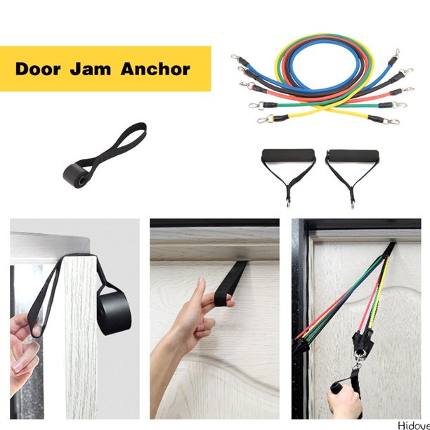 Bodyweight Resistance Trainer Kit, Home Suspension Training Straps, Fitness Resistance Trainer with Resistance Loop Bands, Full Body Workout for Indoor or Outdoor Gym(Black)