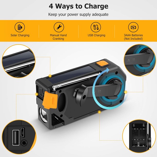 iFanze (2021 Newest) Emergency Radio Weather Alert Radio Solar Hand Crank Radio AM/FM/NOAA Weather Radio for Household and Outdoor, LED Flashlight, Earphone Jack, Bottle Opener