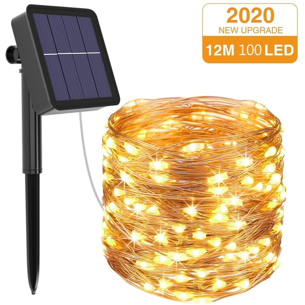 Solar String Lights,100 LED Solar Powered Fairy Lights,Waterproof Outdoor/Indoor Starbright Solar Lights for Patio, Wedding,Yard, Party,Garden Warm White 1-Pack