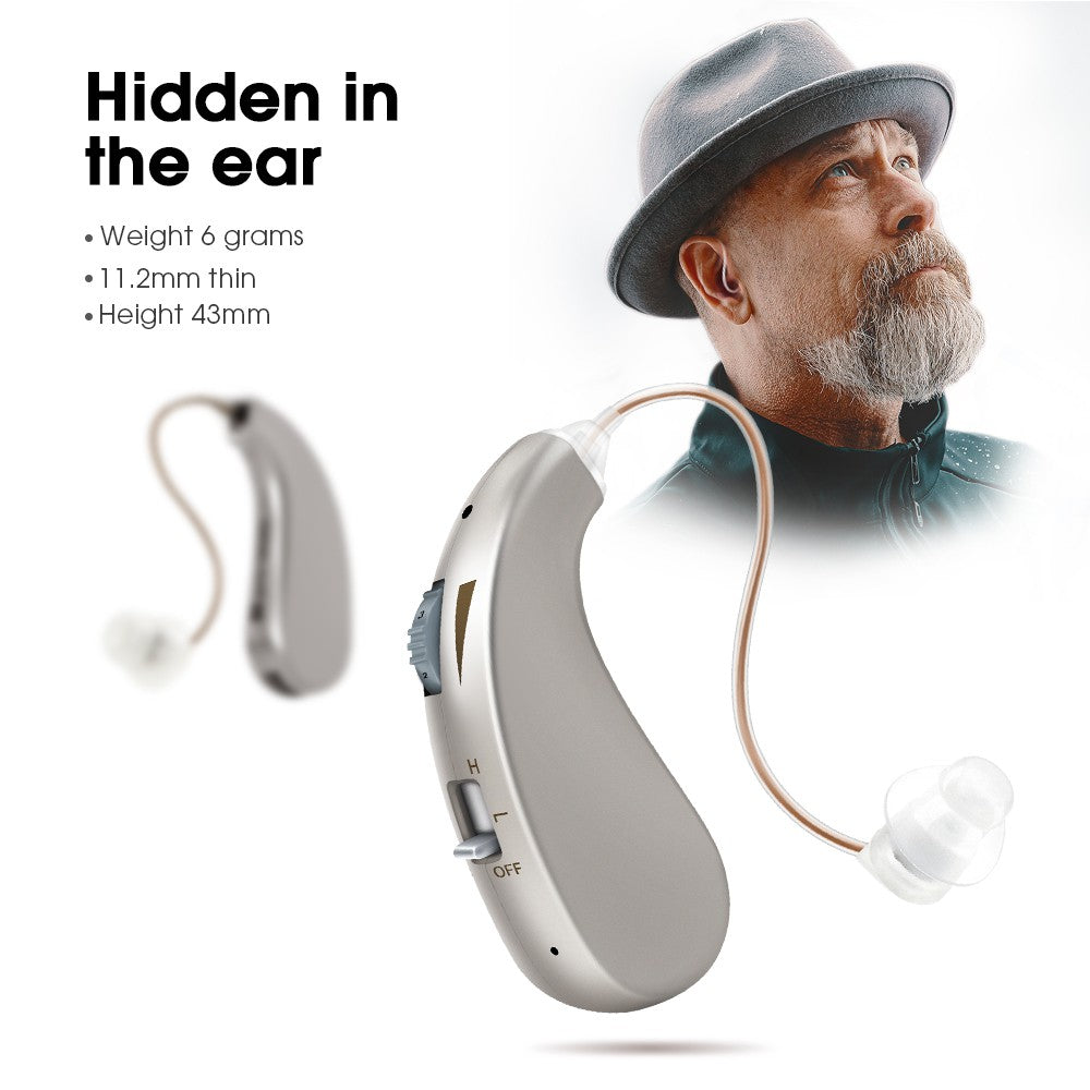 Personal Sound Amplifier for Seniors, Rechargeable Invisible Hearing Amplifier with Noise Cancelling Volume Control for Adults, Flesh