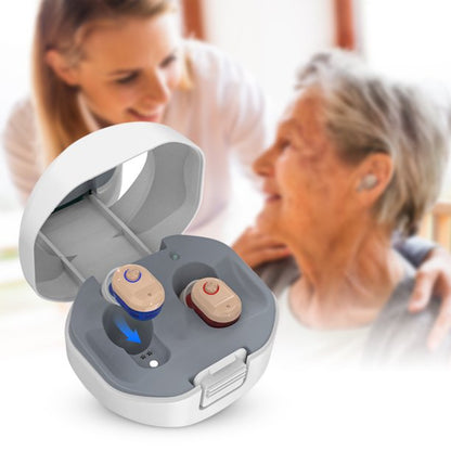 Rechargeable Hearing Aids for Seniors, ITE Hearing Amplifier for Ears with Charging Case (2 Pack)