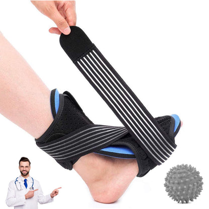 Vinmall Plantar Fasciitis Night Splint, Ankle Brace Foot Brace for Foot Drop, Achilles Tendonitis Recovery, Foot Support with Massage Ball and Bandage, Fits Right or Left Foot, Black