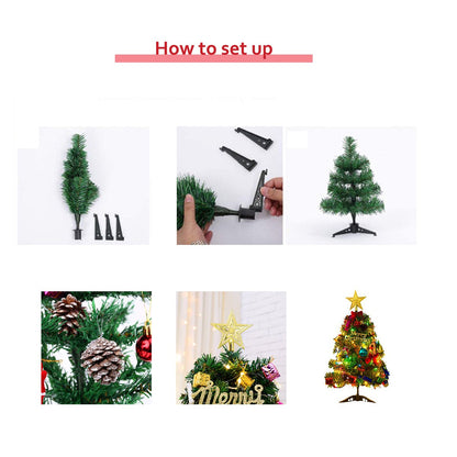 50cm Tabletop Christmas Tree with Led Hanging Lights Desktop Mini Xmas Tree Decoration