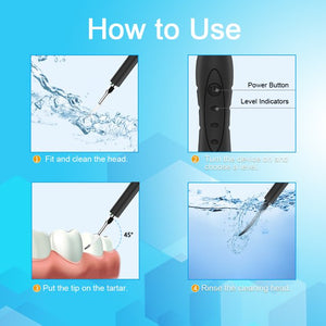 Xpreen Dental Calculus Plaque Tartar Remover, IPX6 Waterproof 3 Modes, Rechargeable N Led light, Black