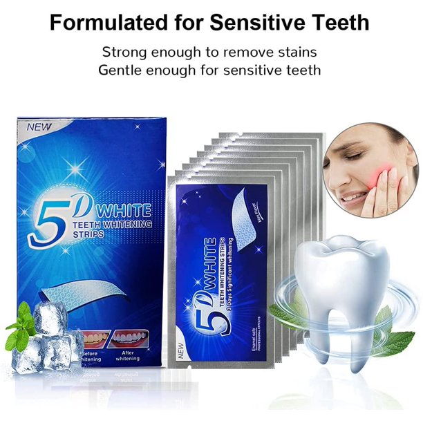 Teeth Whitening Strips 5D, Safe and Effective Teeth Whitening Kit 28 Pouches 56pcs