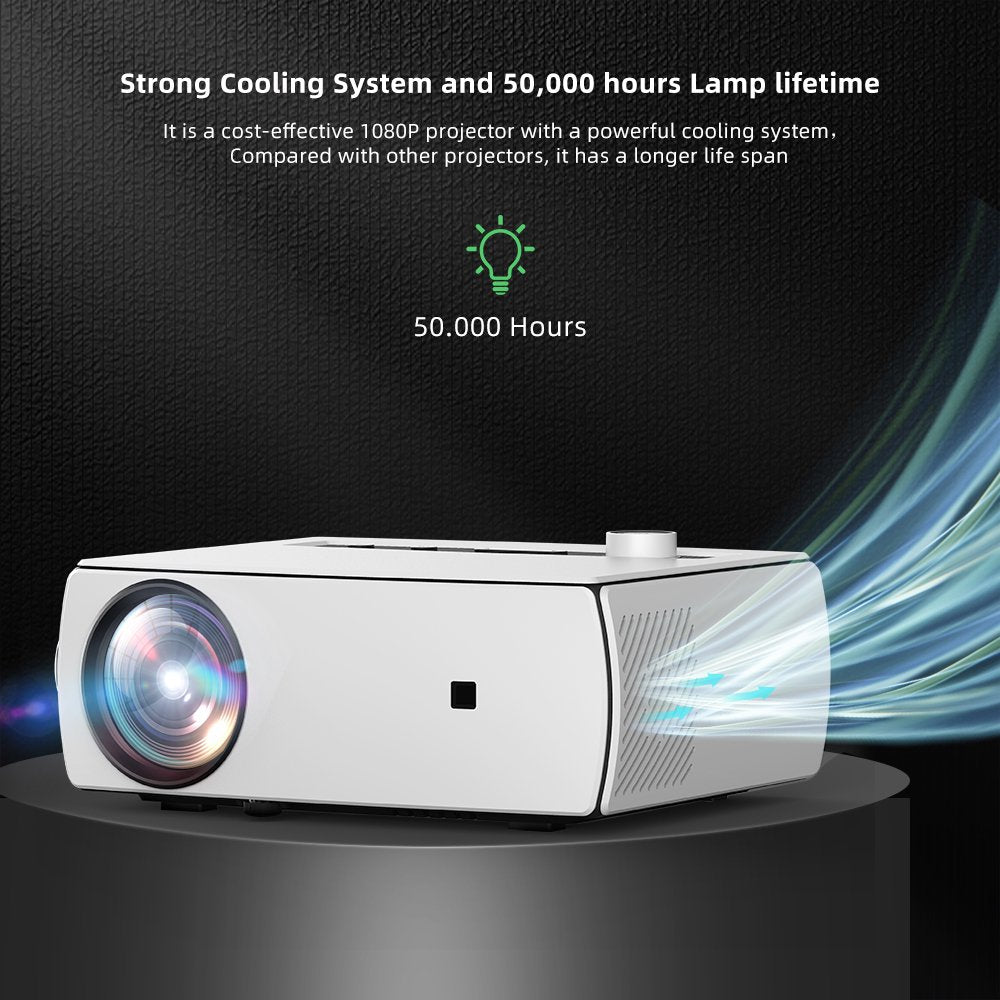 Home Theater Projectors, 2021 Upgraded Video Projectors with 120'' Screen, Full HD 1080P, Bluetooth, 5G WIFI, Dolby, for Phone Home School Party Indoor & Outdoor Movies, Office Supplies