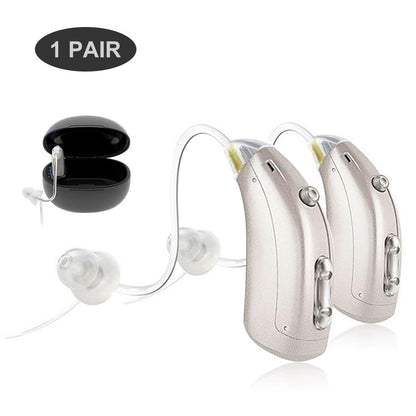 Rechargeable Hearing Aids for Both Ears, Vinmall Digital Hearing Amplifier with Charging Case, 1 Pair, Silver