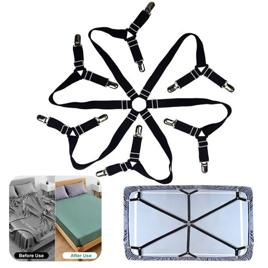 Bed Sheet Holder Straps , Vinmall Adjustable 6 Sides Bed Sheet Clips, Heavy Duty Triangle Bed Sheet Fasteners, Black