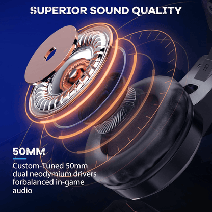 ONIKUMA K16 Stereo Gaming Headset for PS4, Xbox One, Nintendo Switch, PC, PS3, Mac, Laptop, Over-Ear Headphones PS4 Headset Xbox One Headset with Surround Sound, LED Light & Noise Canceling Microphone