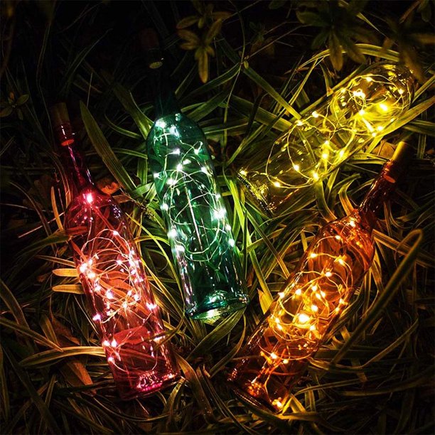 Wine Bottle Lights with Cork, Christmas Lights 20 LED 9 Pack Fairy Lights Waterproof Battery Operated Cork String Lights for Jar Party Wedding Christmas Festival Bar Decoration, Warm White