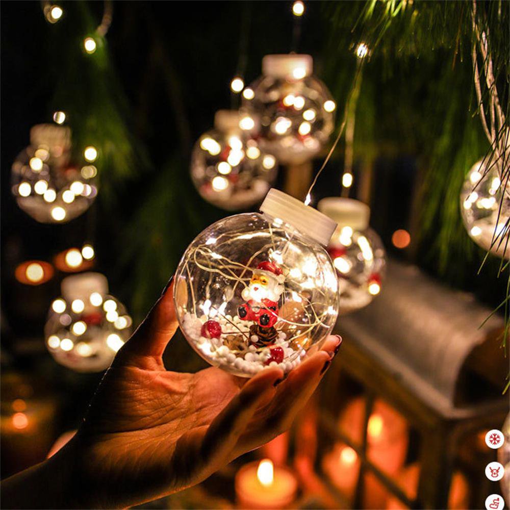 LED Globe Christmas String Lights, 9.9 ft Curtain Fairy Lights with Santa Claus, 8 Light Modes, Warm White