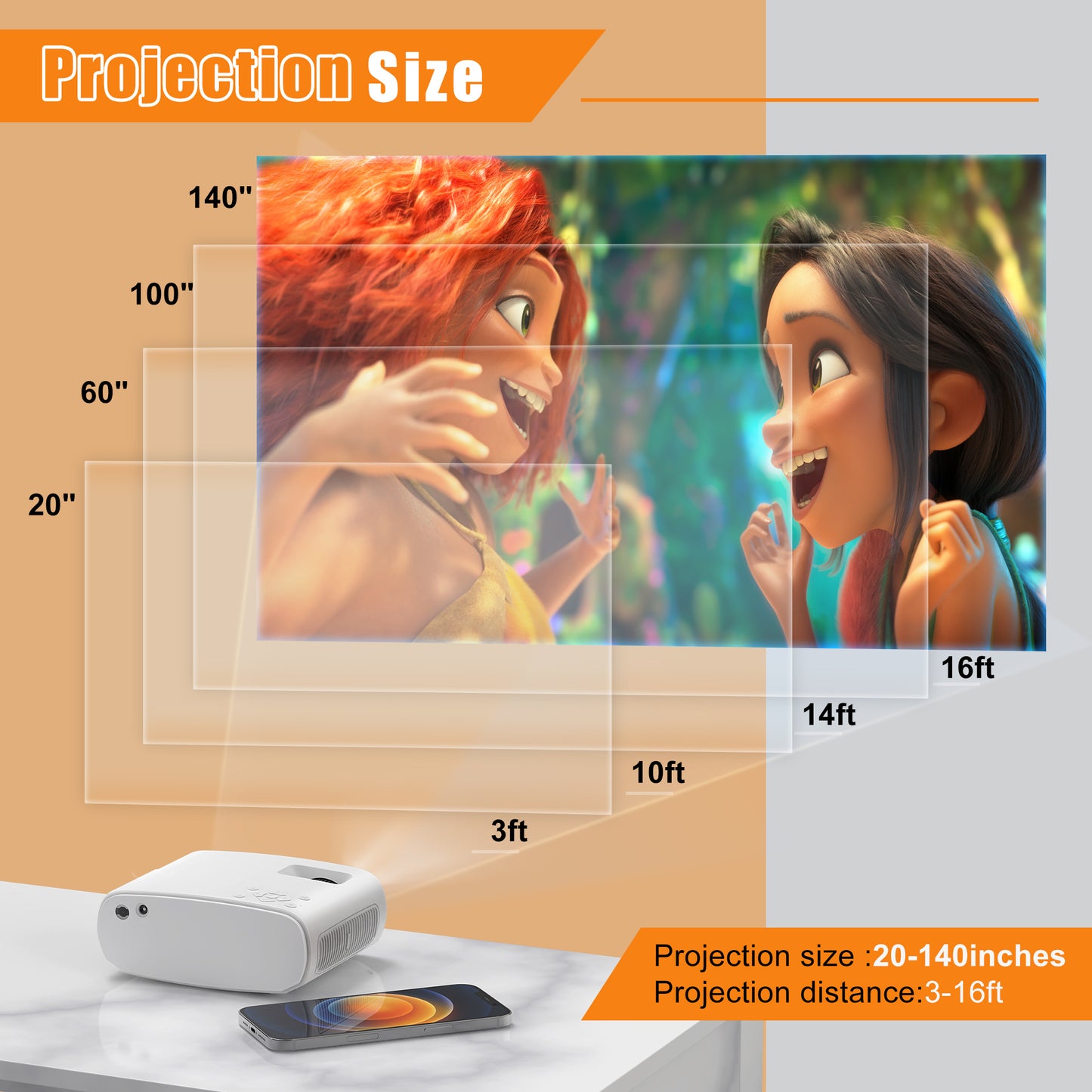 Doosl Mini Projector iDo-X28 White