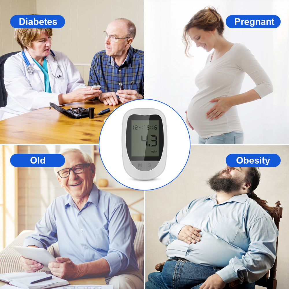 Blood Glucose Monitor Home Use Diabetes Testing Monitor Kit with 100 Glucometer Strips, 100 Lancets, Lancing Device, Carrying Case