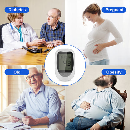 Blood Glucose Monitor Home Use Diabetes Testing Monitor Kit with 100 Glucometer Strips, 100 Lancets, Lancing Device, Carrying Case