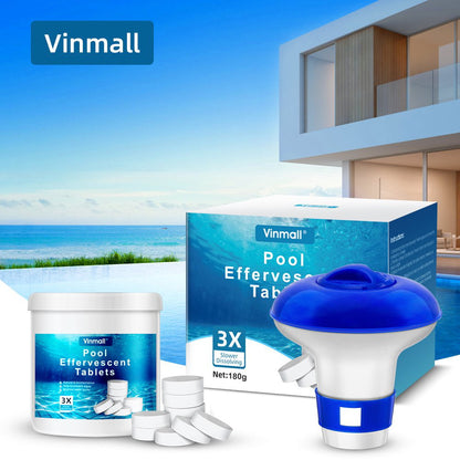 Melliful 180Pcs Tablets Swimming Pool Cleaner Chlorine Tablets Multifunction Small Swimming Pool Tub Spa Cleaning Purifier Accessories