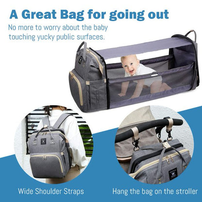 3 In 1 Diaper Bag Backpack, Portable Mummy Bag Include Insulated Pocket, Multi-Functional Baby Diaper Bag Backpack With Diapers Changing Station For Essential Items,J344