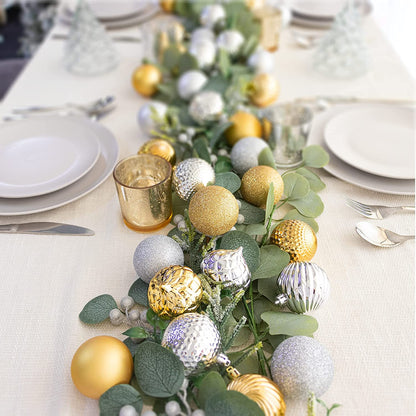 101 Pcs Christmas Balls Tree Ornaments, Shatterproof Christmas Tree Balls Decorations Set, Star Topper Baubles Hanging Ornaments for Holiday Xmas Tree Decor (Gold)