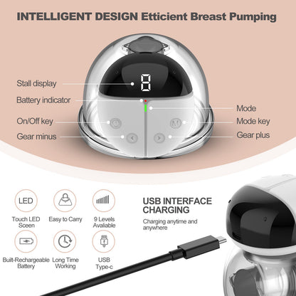 iFanze Electric Breast Pump, Hands-Free Wearable Breast Pump with Touch LED Screen, Spill-Proof Pain-Free Breast Pump with 2 Modes And 9 Levels, 24 mm Universal, White