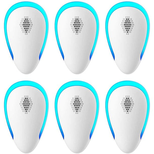 6 Pack Ultrasonic Pest Repellent, Ultrasonic Indoor Bug Zapper Plug- in for Mosquitoes Roaches Flea Spiders Ants Mice in Living Room Bedroom Kitchen Office Warehouse Supermarket