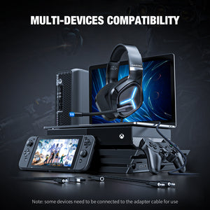 Gaming Headset,Gaming Headphones for Pc, Wired Stereo Headphones Noise-canceling with Mic,Headphones Xbox 7.1 Surround Sound Stereo LED Lights , for PS5, PS4, Xbox Series, Computer, Laptop