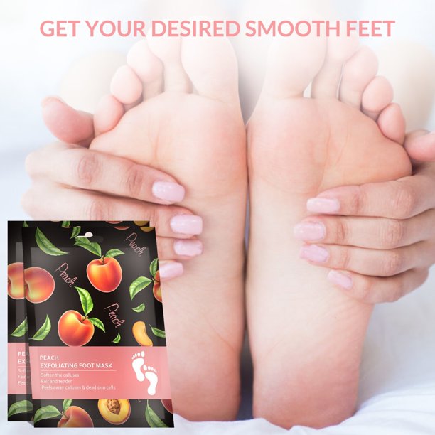 Xpreen Foot Peel Mask 2 Pack,Baby Soft Exfoliating Peeling Foot Mask for Dry Cracked Feet, Dead Skin Callus Remover- Peach Scented