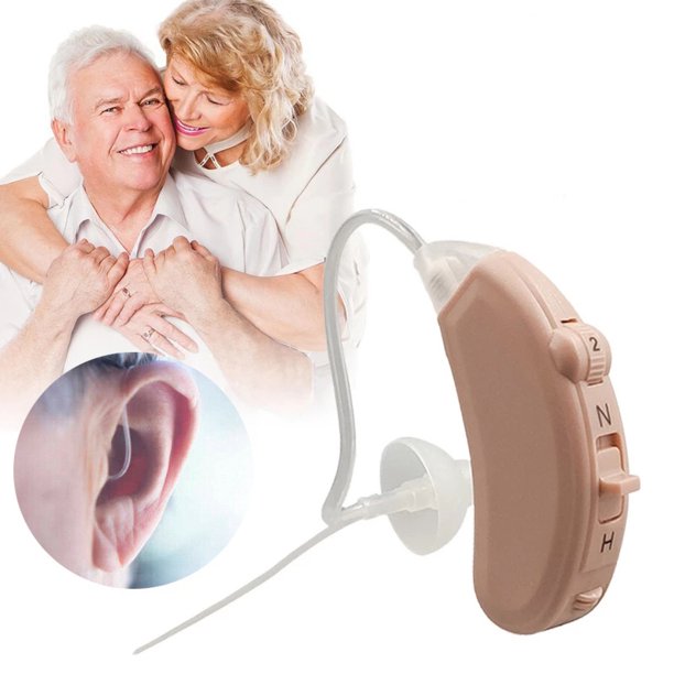 Hearing Aids for Left Ear, Hearing Aids for Seniors Rechargeable Hearing Amplifier with Noise Cancelling for Adults Hearing Loss, Digital Ear Hearing Assist Devices with Volume Control(Fleshcolor)