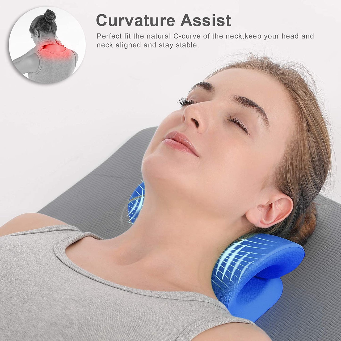 Cervical Traction Device for Neck Shoulder Pain Relief, Neck Stretcher Portable Chiropractic Pillow, Neck Stretcher, Neck Massage Pillow for Neck Shoulder Pain Relief