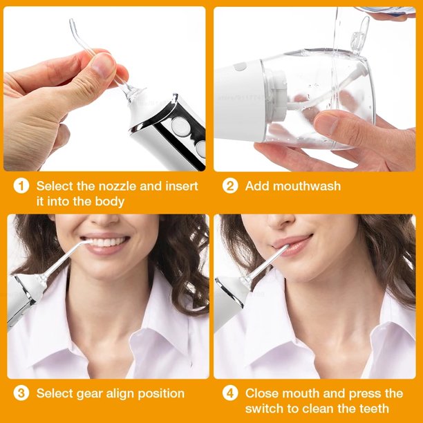 ifanze Cordless Water Flosser Teeth Cleaner, 350ML Portable and USB Rechargeable Oral Irrigator, IPX7 Waterproof, 3-Mode Water Flossing with 5 Jet Tips for Home and Travel