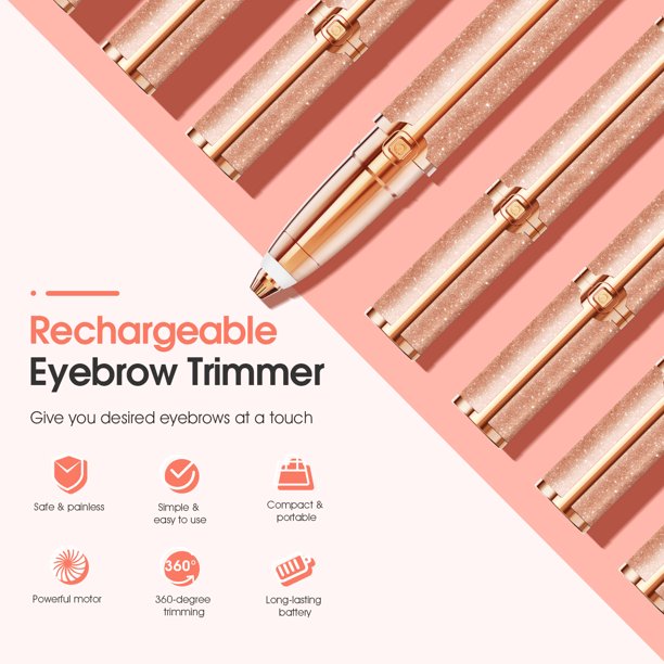 Eyebrow Trimmer for Women, Rechargeable Hair Cutter Eyebrow Razor Tool Mini Facial Hair Remover with LED Light