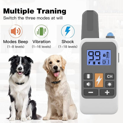 VINSIC Dog Training Shock Collar for 2 Dogs, 1000 ft Remote Anti Bark Dog Training Collar, Waterproof Dog Shock Collar with LCD Display, Dog Bark Collar for Small Medium Large Dogs, White