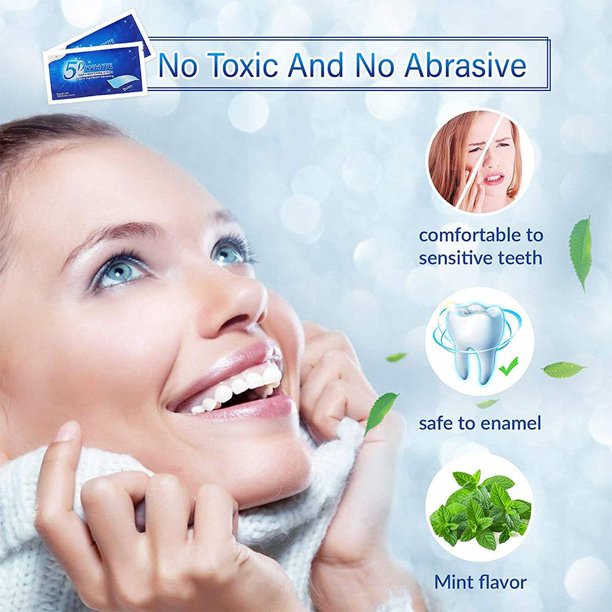 Teeth Whitening Strips 5D, Safe and Effective Teeth Whitening Kit 28 Pouches 56pcs