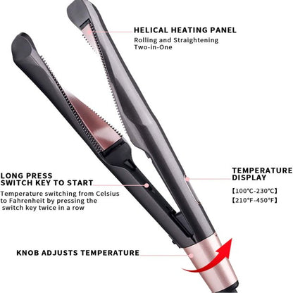 Xpreen Hair Straightener and Curler, 2 in 1 Straightener and Curling Iron, Tourmaline Ceramic Twisted Flat Iron with LCD Display and Rotating Adjustable Temperature for Hair Styling