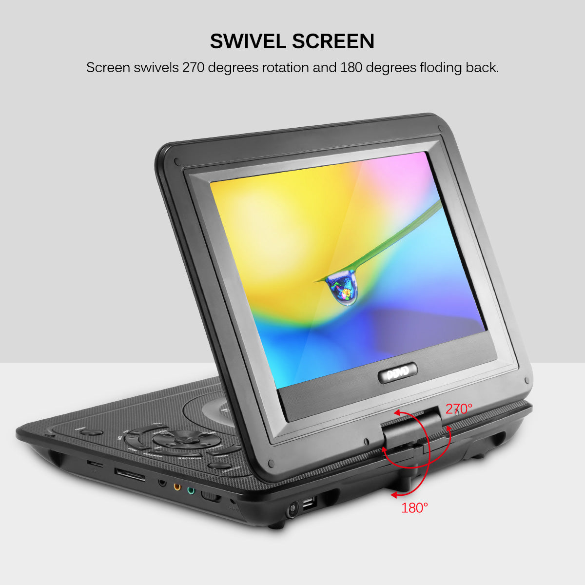 Doosl 13.9" Portable DVD Player, with 10.1" HD Swivel Display Screen,800x480 Resolution 16:9 LCD Screen 110-240V,Dvd Player for Car
