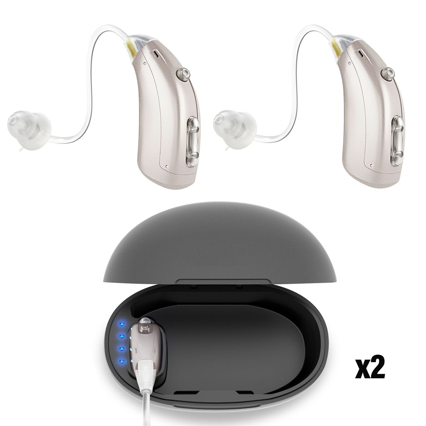 Doosl Hearing Aid Amplifier, USB Rechargeable Digital Hearing Assistance Aid with Noise Reduction, Voice Enhancer Aids with Charging Case, Universal Fit Behind the Ear for Adults Seniors
