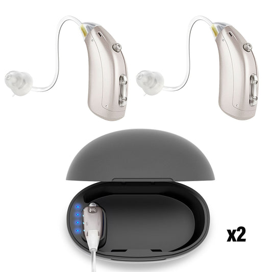Doosl Hearing Aid Amplifier, USB Rechargeable Digital Hearing Assistance Aid with Noise Reduction, Voice Enhancer Aids with Charging Case, Universal Fit Behind the Ear for Adults Seniors
