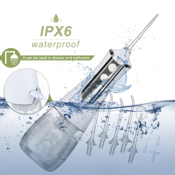 ifanze Cordless Water Flosser Teeth Cleaner, 350ML Portable and USB Rechargeable Oral Irrigator, IPX7 Waterproof, 3-Mode Water Flossing with 5 Jet Tips for Home and Travel
