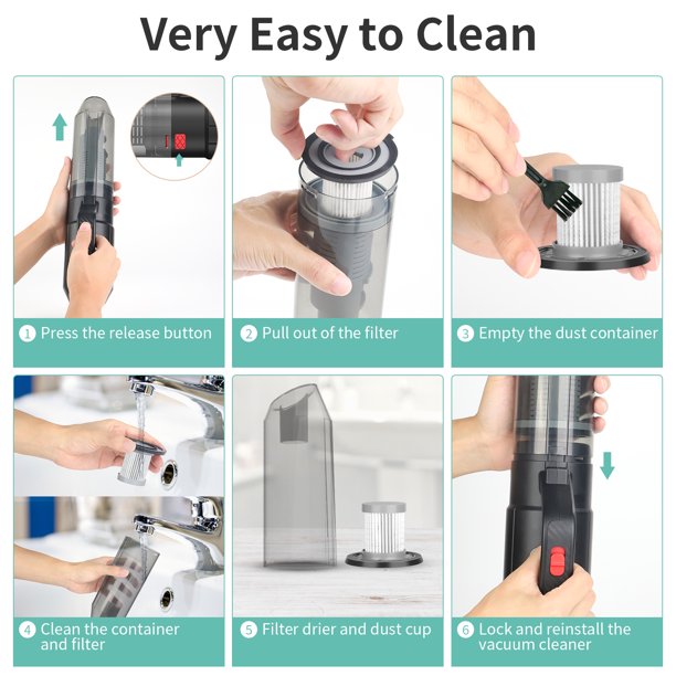 Cordless Hand Vacuum Cleaner, Beenate 10000PA Perfect Portable Handheld Vacuum Wet Dry Dustbuster with LED Light for Car Home