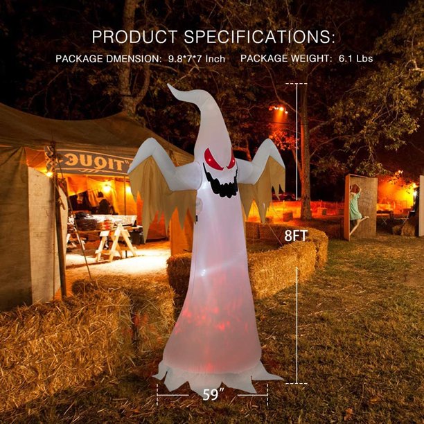 Halloween Inflatables Ghost Decorations, Vinmall Build-in LEDs Ghost Decorations, for Outdoor Yard Garden