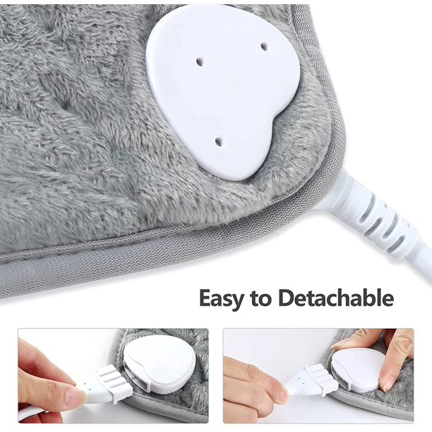 39" x 19" Electric Heating Pad for Back Pain Muscle Pain Relieve Dry & Moist Heat Therapy, 6 Electric Temperature Options, 4 Temperature Settings Auto Shut Off Machine Washable(Silver Gray)