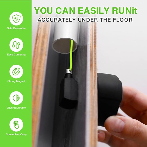 Wiremag Puller, Magnetic Cable Fishing Tools, Man Fish Tape Wire Puller Wall Fishing Tool, Office And Garden Repair Wire Fishing,Wire Pulling System For Your Home And Outdoor(Green)